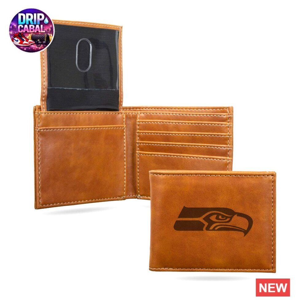 NFL Laser Engraved Billfold Wallet Slim Design Team Logo Faux Leather